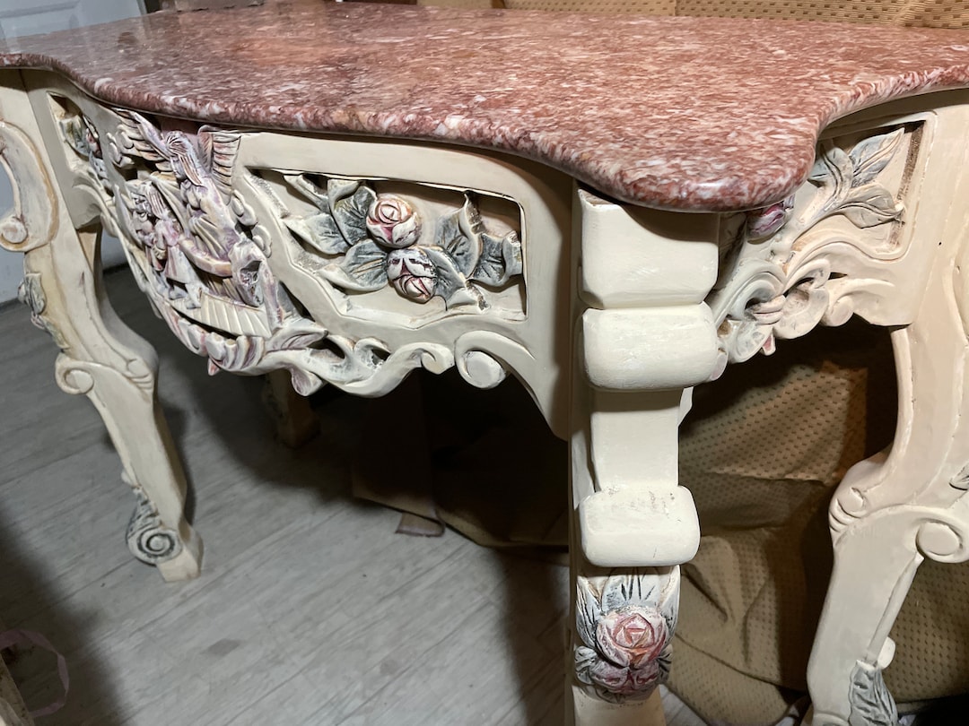 Consul Block Table French Ornate Consul Table Marble Top Reproduction 1970’s! #BV - Etsy