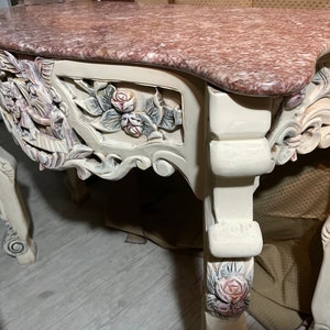 French Ornate Consul Table Marble Top Reproduction 1970’s! #BV