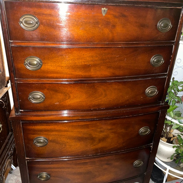 RESERVED For MATT, Do Not Purchasr!Mid Century Flame Mahogany 5 Drawer Chest on Chest Pick Your Color Free Paint Your Choice! #BV