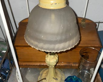 1920’s Boudoir Murano Glass Shade Candle Stick Spelter Lamp Light! #BV