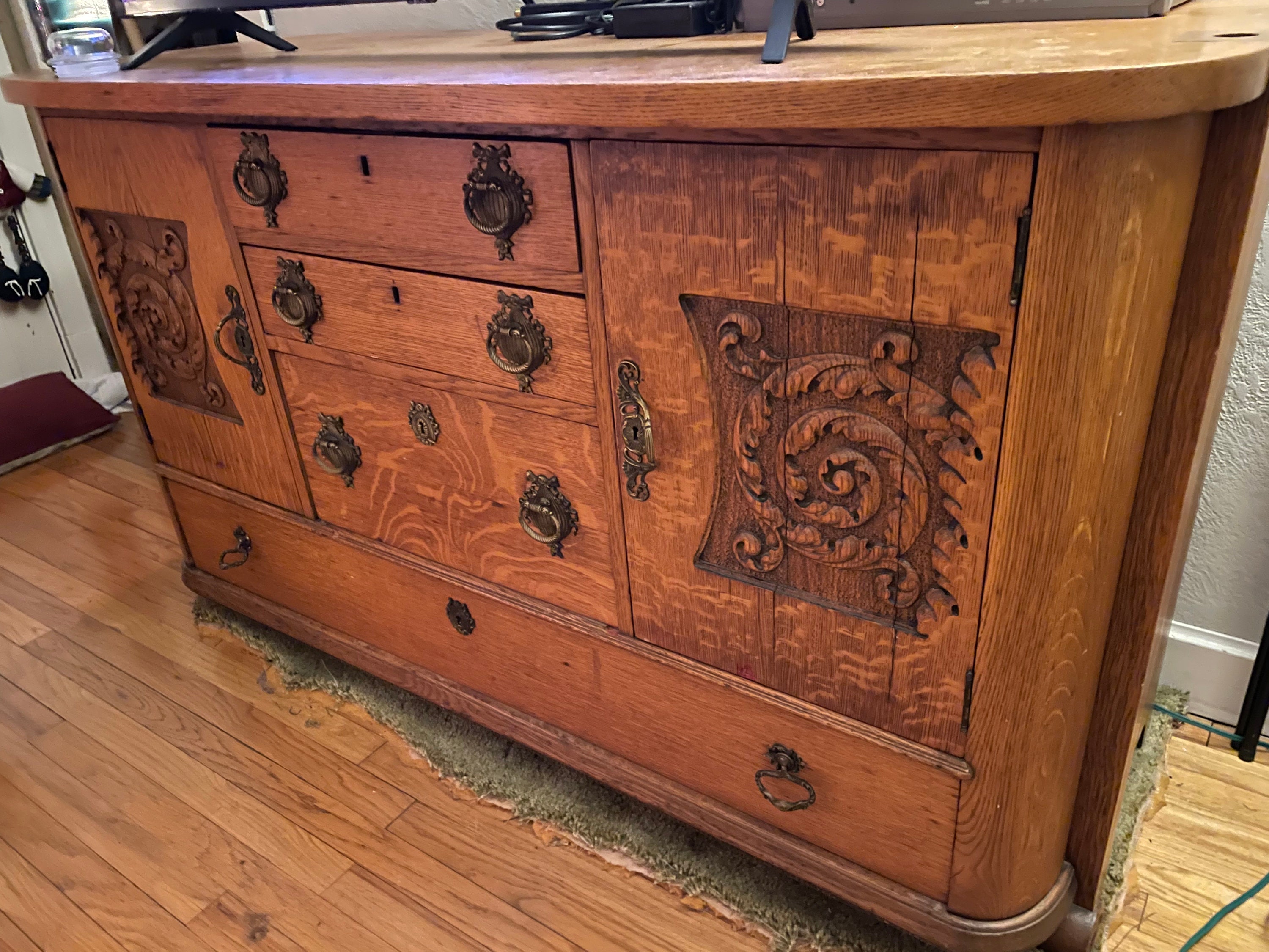 19th Century European Quarter Sawn Oak Buffet Sideboard Etsy