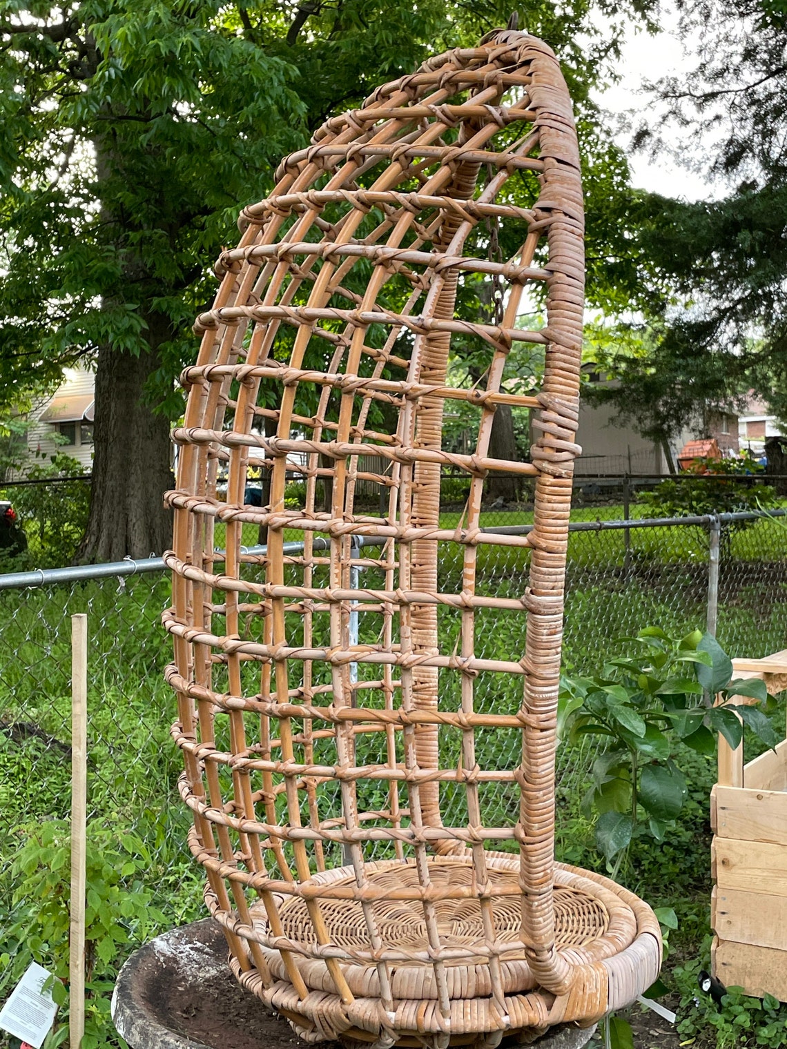 Rattan Wicker Bamboo Egg Hanging Chair Swing Garden Chair Boho Etsy