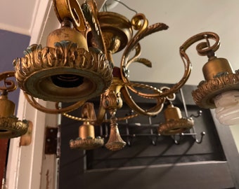 Spanish Revival Lighting Ceiling Light Chandelier 1920’s Polychrome Original! #BV