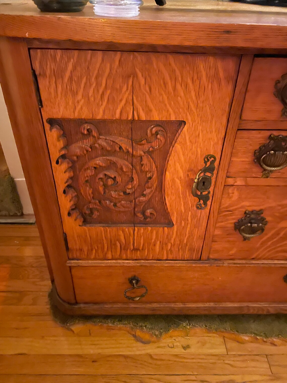 19th Century European Quarter Sawn Oak Buffet Sideboard Etsy