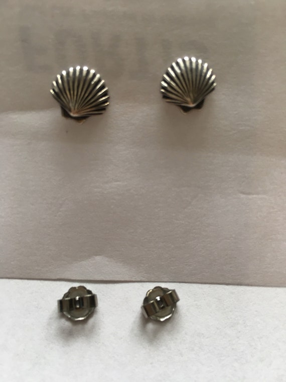 Sterling Silver Scallop Shell Stud Earring Set - image 2