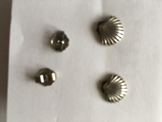 Sterling Silver Scallop Shell Stud Earring Set - image 1