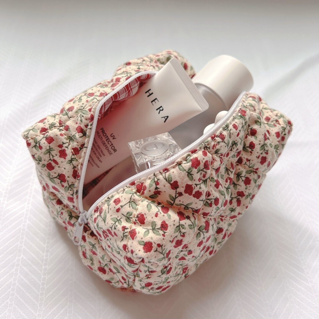 Small Makeup Bag Quilted Floral Makeup Bag Quilted Cotton - Etsy