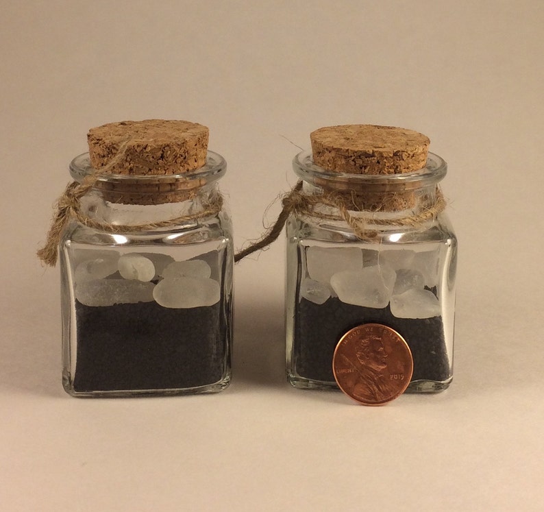 Set of 2 Natural corked clear glass square jars with black Etsy
