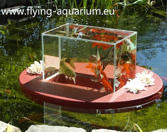 Flying-Aquarium-Oval© "Basic" 2500 red The floating pond aquarium Made in Berlin Koi pond garden decoration garden pond pond art