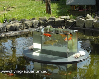 Flying-Aquarium-Oval© "Basic" 4500 gray The floating pond aquarium Made in Berlin Koi pond garden decoration garden pond pond art