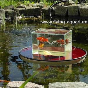 Flying-Aquarium-Oval© &quot;Elegance&quot; 1200 red The floating pond aquarium Made in Berlin Koi pond garden decoration garden pond pond art