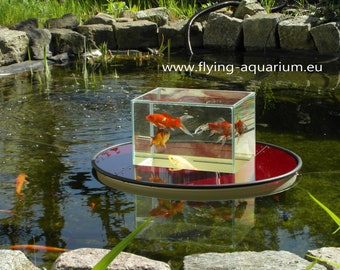 Flying-Aquarium-Oval© "Elegance" 1200 red The floating pond aquarium Made in Berlin Koi pond garden decoration garden pond pond art