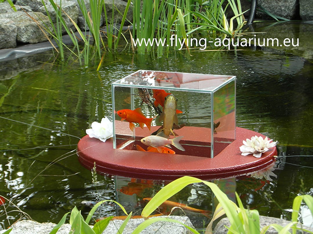 Flyingaquariumoval© basic 1200 Red the Floating Pond Aquarium Made in