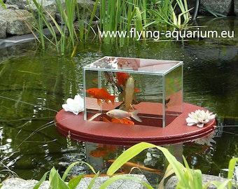 Flying-Aquarium-Oval© "Basic" 1200 red The floating pond aquarium Made in Berlin Koi pond garden decoration garden pond pond art