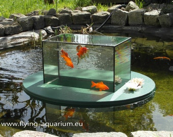 Flying-Aquarium-Oval© "Basic" 4500 green The floating pond aquarium Made in Berlin Koi pond garden decoration garden pond pond art