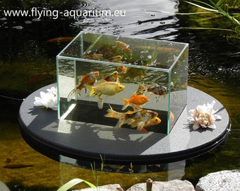 Flying-Aquarium-Oval© "Basic" 2500 gray The floating pond aquarium Made in Berlin Koi pond garden decoration garden pond pond art