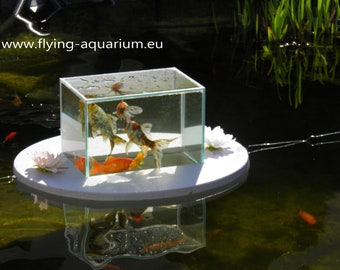 Flying-Aquarium-Oval© "Basic" 1200 foggy gray The floating pond aquarium Made in Berlin Koi pond garden decoration garden pond pond art