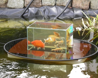 Flying-Aquarium-Oval© "Hover" 2500 umbra The floating pond aquarium Made in Berlin Koi pond garden decoration garden pond pond art