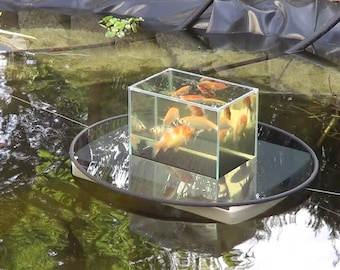 Flying-Aquarium-Oval© "Hover" 1200 gray Fish Observatory observation floating tank pond KOI Goldfish over water surface