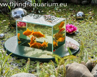 Flying-Aquarium-Oval© "Basic" 1200 green The floating pond aquarium Made in Berlin Koi pond garden decoration garden pond pond art