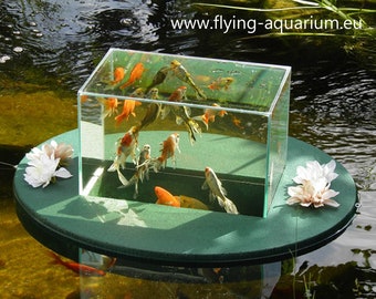 Flying-Aquarium-Oval© "Basic" 2500 green The floating pond aquarium Made in Berlin Koi pond garden decoration garden pond pond art