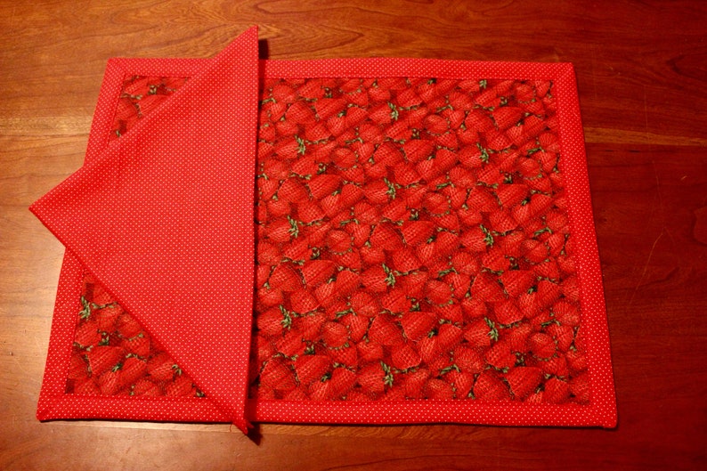 Set of 4 Handcrafted Quilted Placemats With Matching Napkins