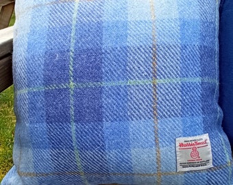 Coussins HARRIS TWEED Carreaux bleu clair