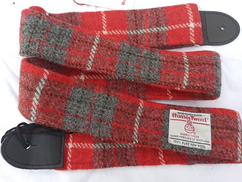 Guitar Strap Harris Tweed Red & grey check