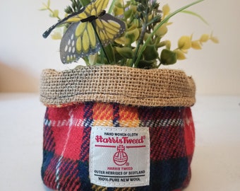 Harris Tweed storage pot /plant pot