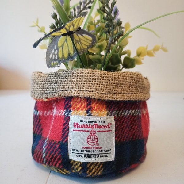 Harris Tweed storage pot /plant pot