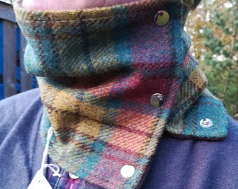 Cache-cou HARRIS TWEED doublé en polaire -