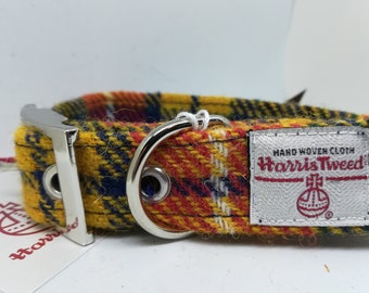 Ensemble collier pour chien et nœud papillon amovible en tweed HARRIS - Carreaux rouges jaunes et bleus