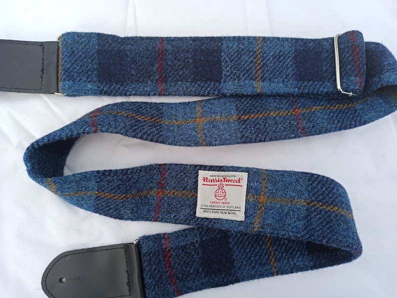 Guitar Strap Harris Tweed Dark blue check