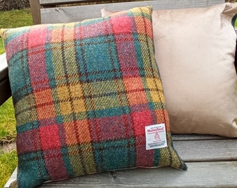 Coussins HARRIS TWEED Carreaux bordeaux, verts et moutarde