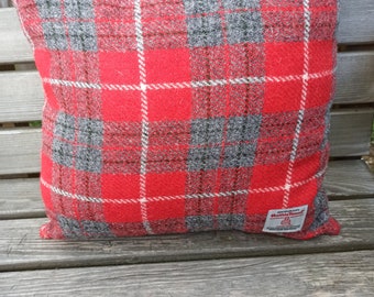 Harris Tweed Cushions Red and grey check