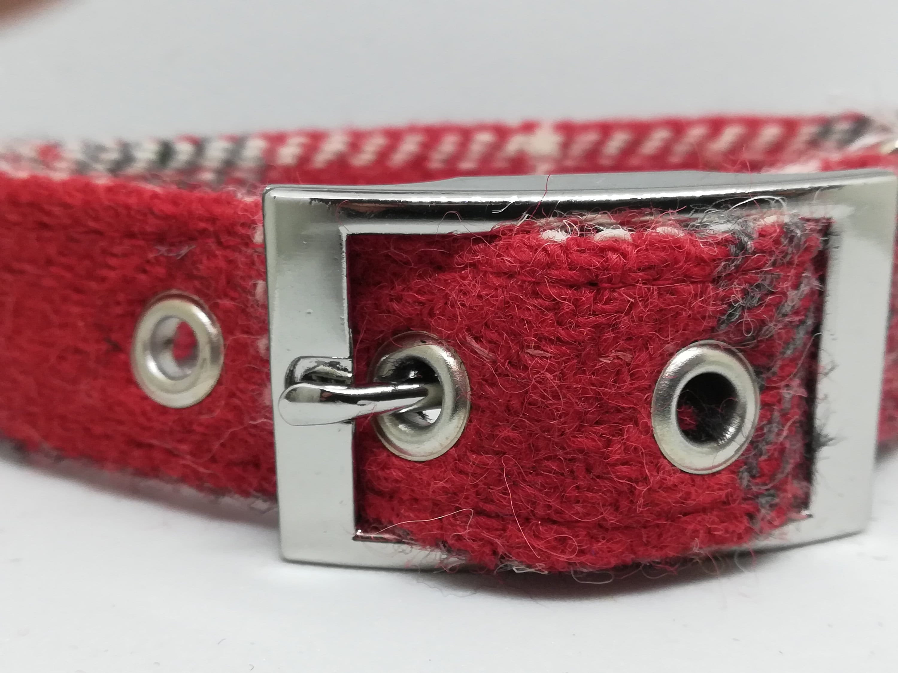 Red tweed dog collar sale