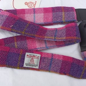 Guitar Strap Harris Tweed Pink & Purple check