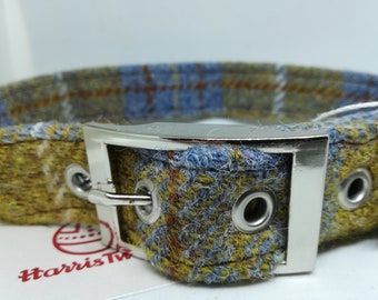 Ensemble collier pour chien et nœud papillon amovible en tweed HARRIS - Carreaux bleus et moutarde