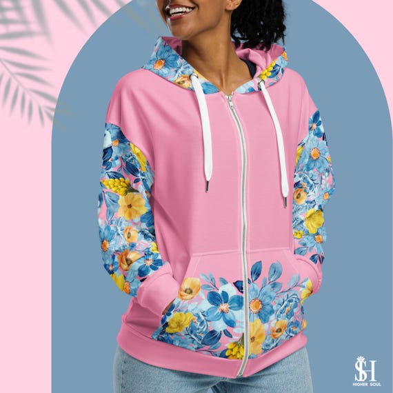 Floral zip hoodie best sale