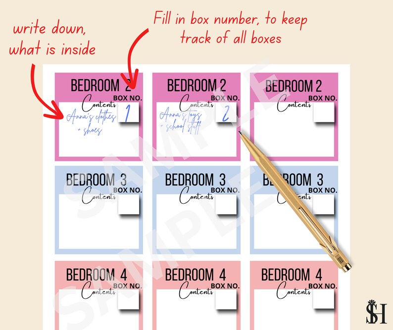 Printable Moving Box Labels Kit: Color-coded Planner (digital Download ...