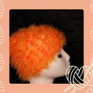 Multi-Tone Orange Fun Fur Beanie (#Y11)