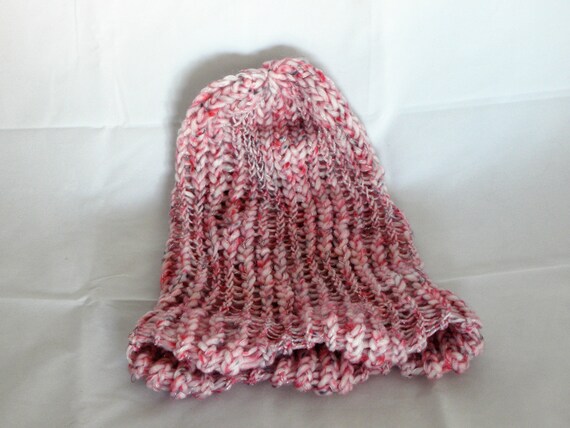 Pink Beanie with Silver Accents Handmade Wine Crochet Beanie with Silver Accent | Foldable  main image 4