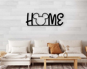 Mickey HOME Sign, Living Room Decor, Entryway Decor, Housewarming Gift, Realtor Gift, Disney Wall Decor, Wood HOME Sign