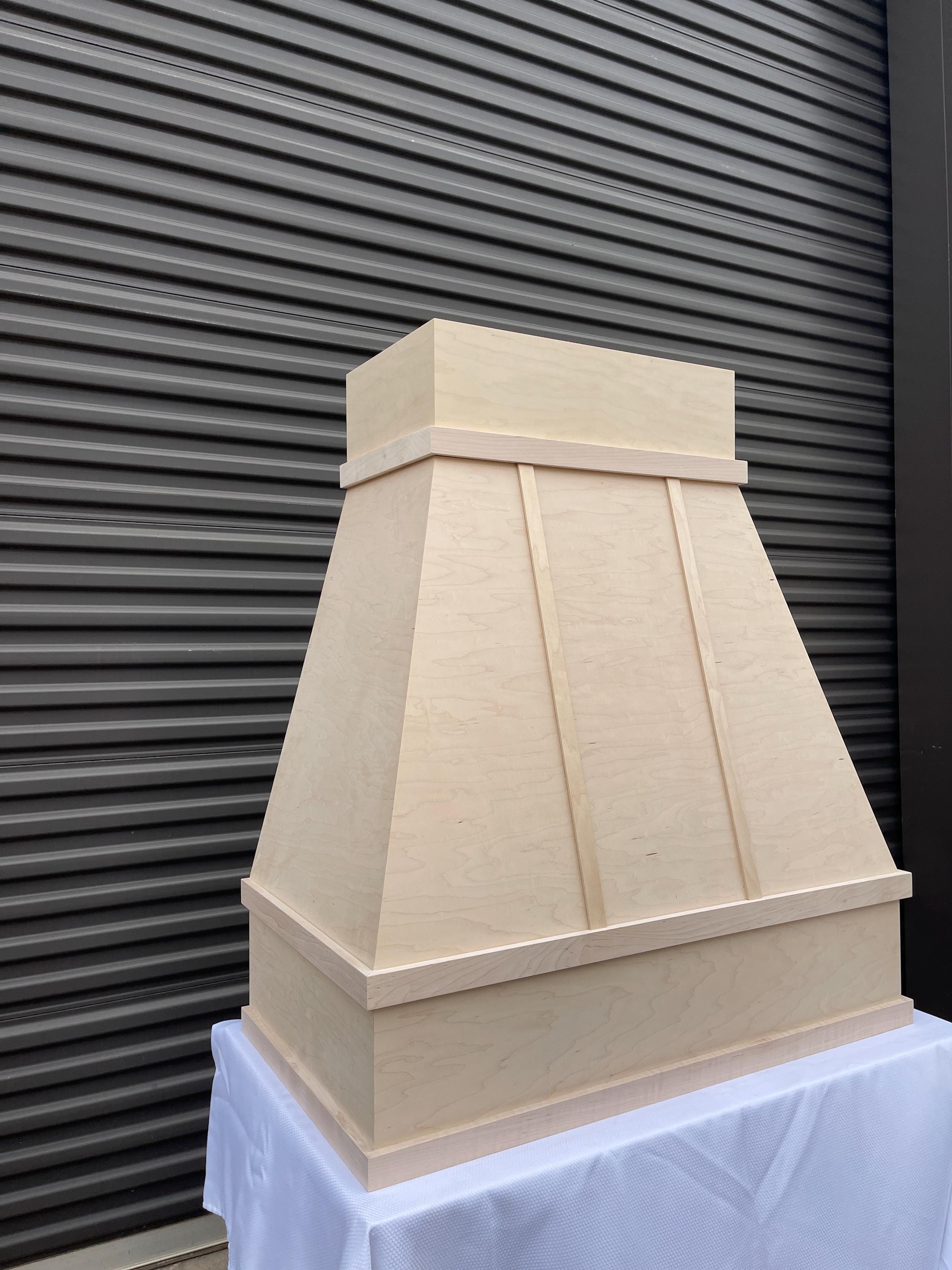 Custom Wood Range Hood Cover With Strapping, Gas Stove Kitchen Hood
