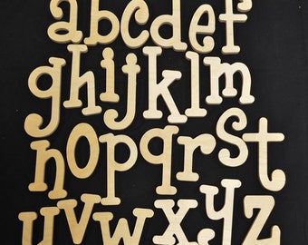 wooden letters wall hanging home decor craft supplies - set of wooden alphabet letters - all lowercase - wood letters- 7" to 10" letter size