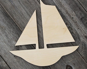 Wooden boat Nautical Shapes 10" - Unpainted Wood - Wall Hanging Decor - Kids Crafts - DIY Project - Nautical Theme - Beach Decor - Wood Sign