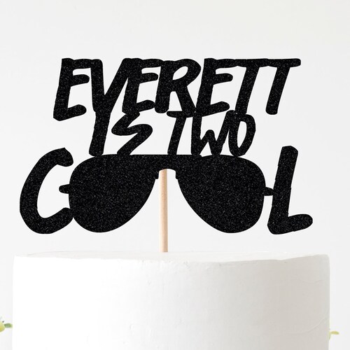 Custom Name Two Cool Cake Topper Birthday Party Decorations Etsy