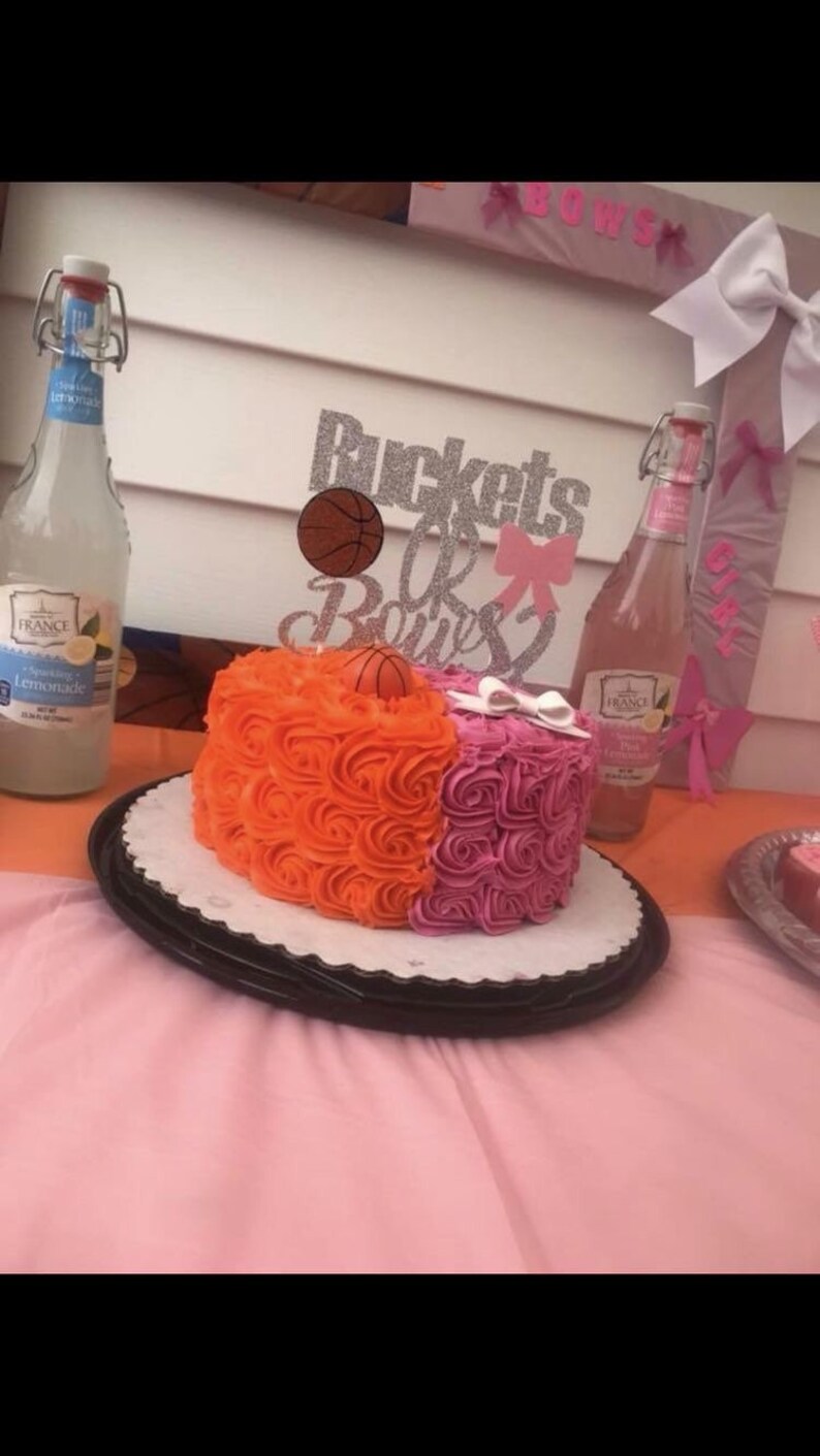 Buckets or Bows Cake Topper SVG Cut File Basketball Gender Etsy
