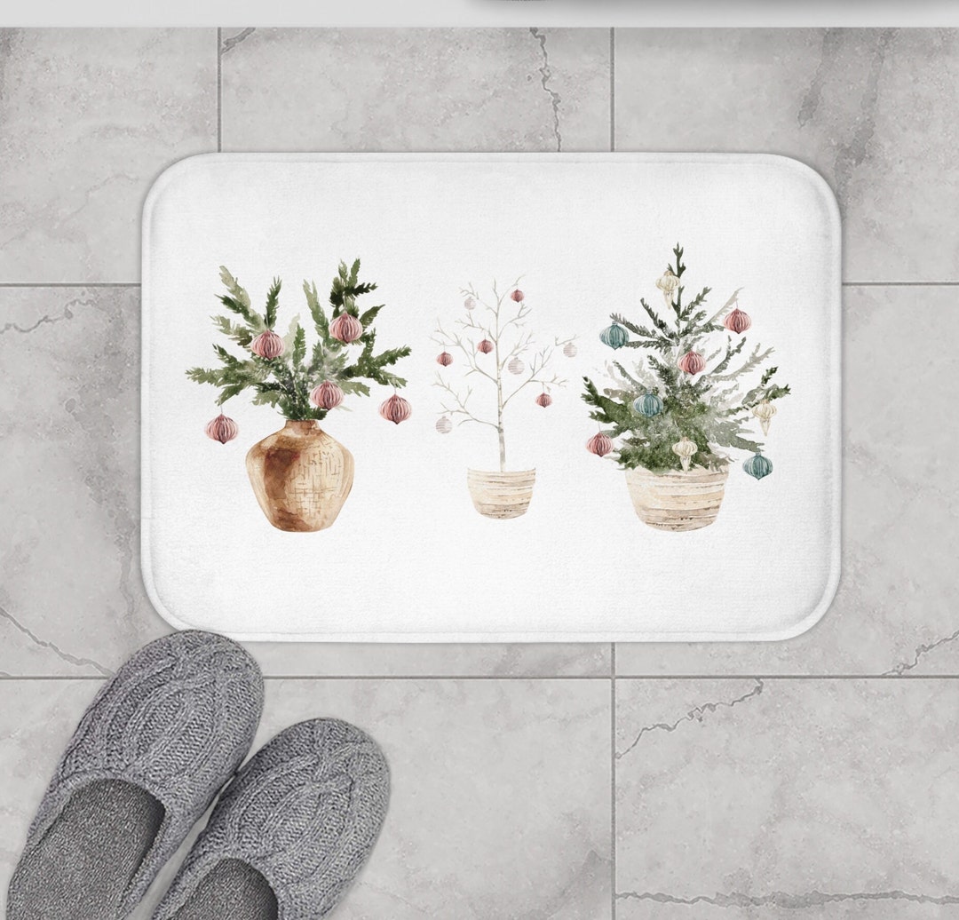 Merry Christmas Bath Mat Rug Holiday Bathroom Decor Antislip Room
