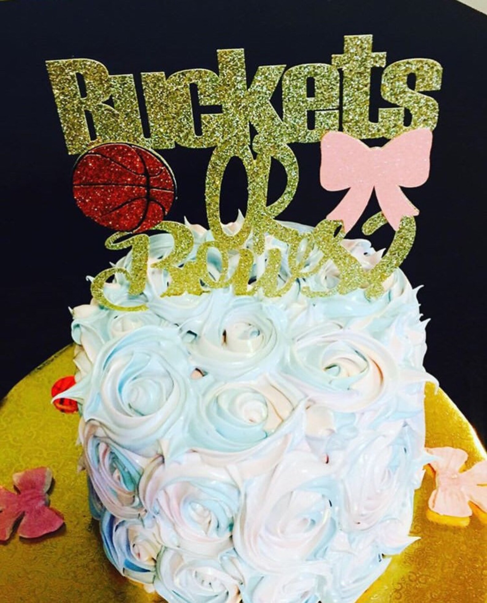 Buckets or Bows Cake Topper SVG Cut File Basketball Gender Etsy
